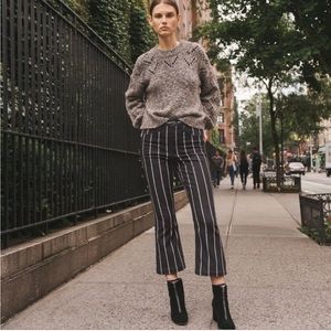 Madewell Cali Demi-Boot Black Denim Jeans with Red/White Vertical Stripes - 24